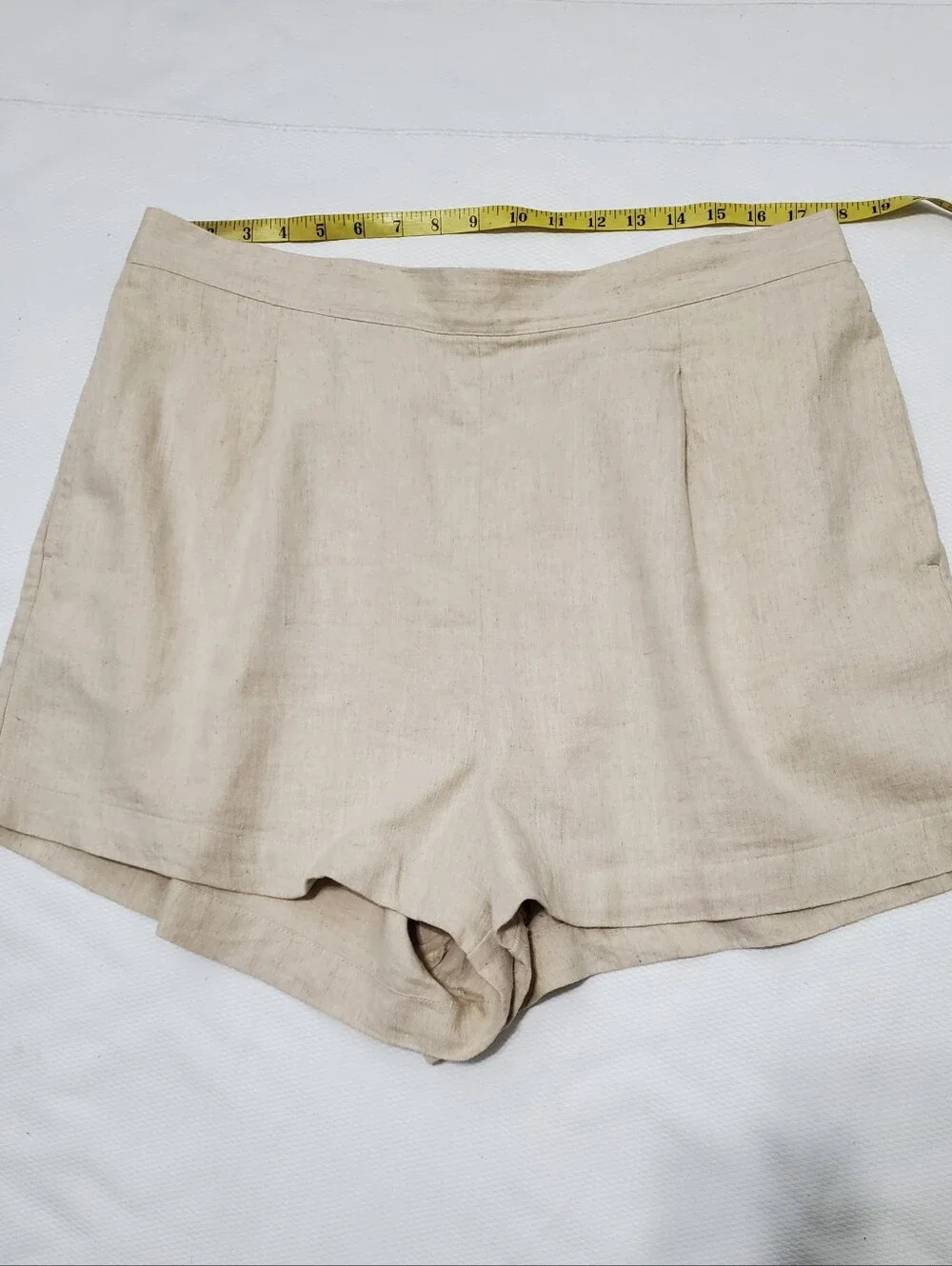 Madewell Clean Pull On Linen Blend Shorts Pleated Elastic Waist Tan Women XL